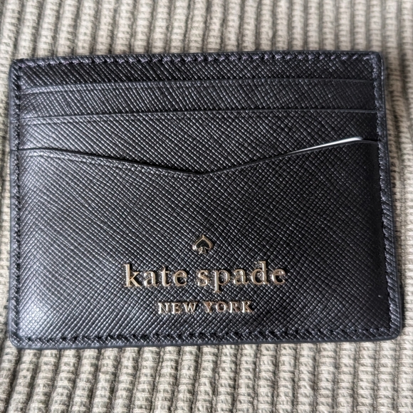Kate Spade Staci saffiano small card wallet in black - Picture 2 of 7